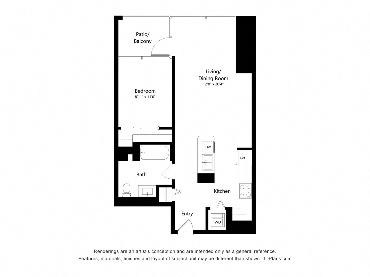 Convertible Style 4 Apartment Floor Plan